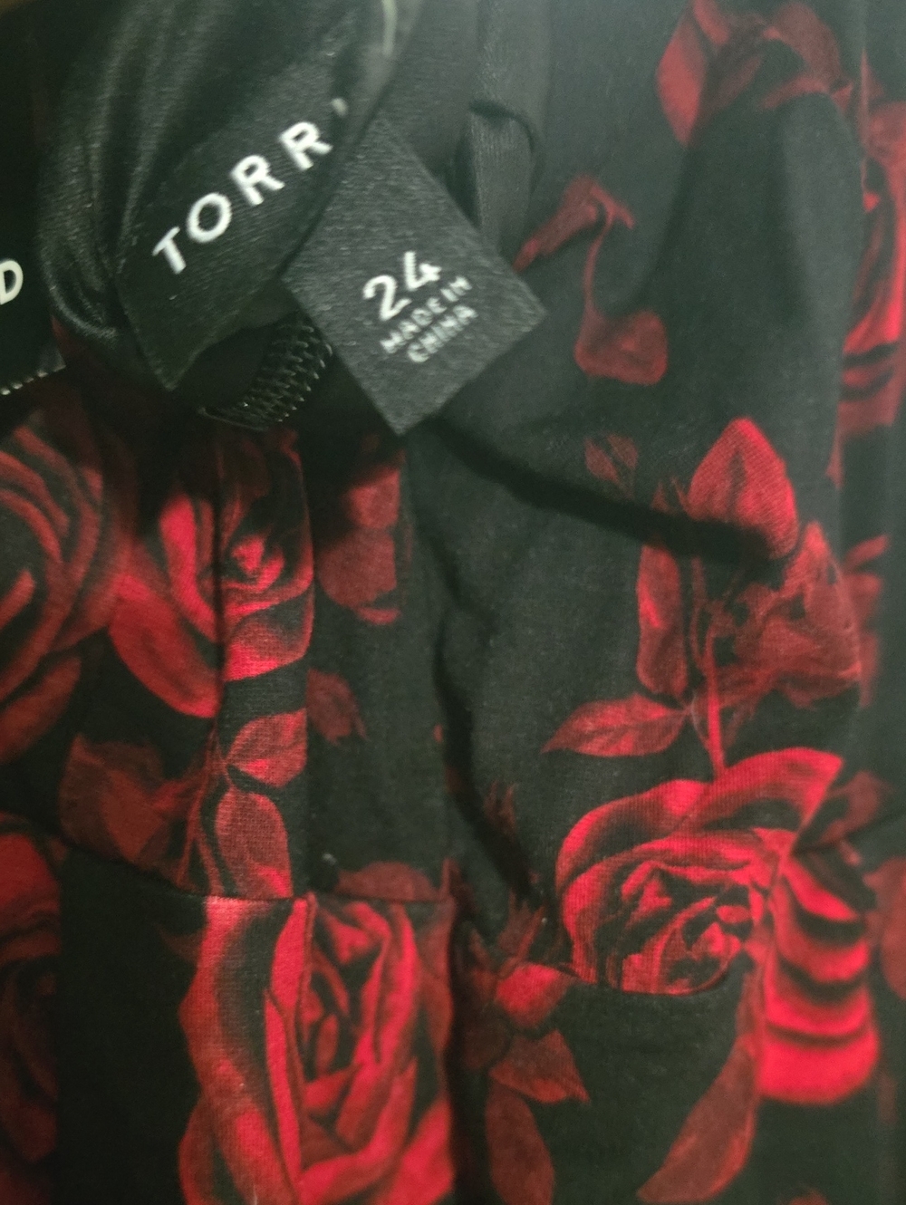 torrid Black Ponte Gown with Red Rose Print - Picture 6 of 7